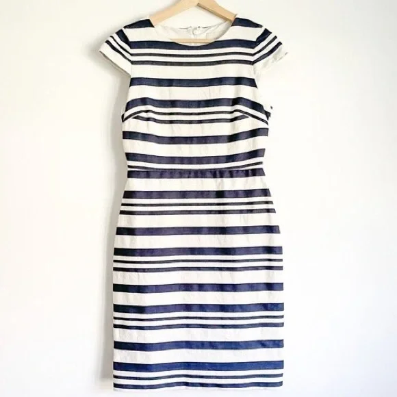 Dresses | Jcrew Blue Cream Striped Dress | Poshmark